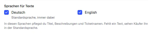 Sprachen für Texte mit Deutsch als Standardsprache und Englisch