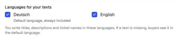 Languages for your texts with German as the default language and English